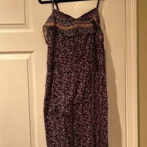 Printed tank top dress with ruffle top